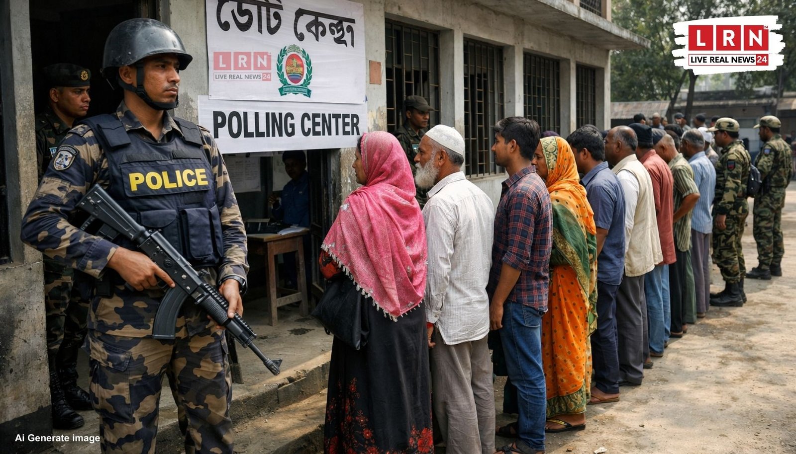 Bangladesh Voting LIVE के दौरान ढाका में पोलिंग सेंटर पर वोट डालते मतदाता
