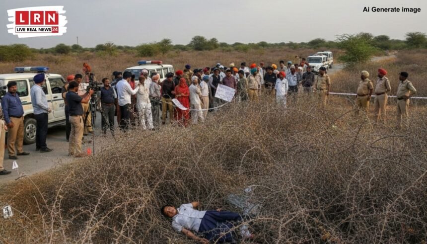 बीकानेर रणजीतपुरा में 8वीं बोर्ड परीक्षा देने निकली छात्रा की हत्या के बाद विरोध प्रदर्शन करते ग्रामीण