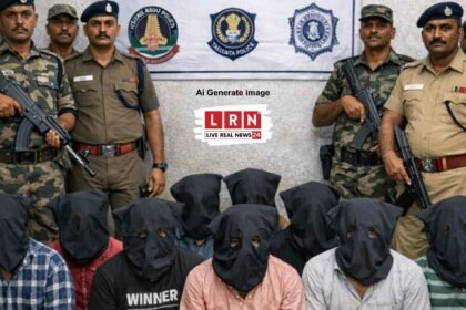 तमिलनाडु और पश्चिम बंगाल से गिरफ्तार 8 संदिग्धों को पेश करती दिल्ली पुलिस स्पेशल सेल की टीम