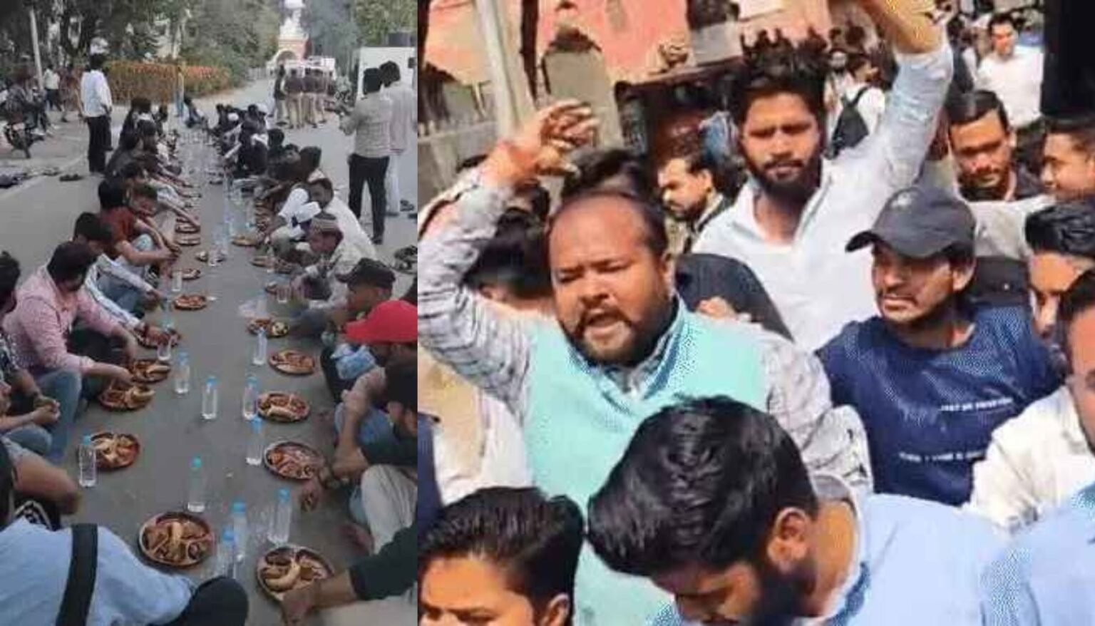 लखनऊ यूनिवर्सिटी कैंपस में लाल बारादरी भवन के बाहर पुलिस तैनाती