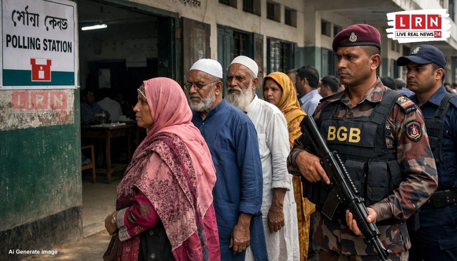 Bangladesh Voting LIVE के दौरान ढाका में पोलिंग सेंटर पर वोट डालते मतदाता