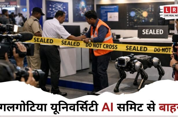 गलगोटिया यूनिवर्सिटी AI विवाद के दौरान AI समिट में सील किया गया स्टॉल