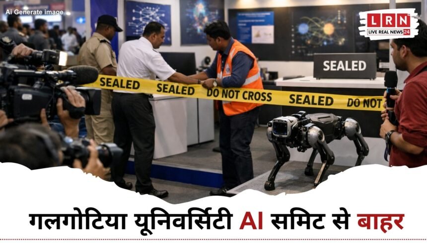 गलगोटिया यूनिवर्सिटी AI विवाद के दौरान AI समिट में सील किया गया स्टॉल