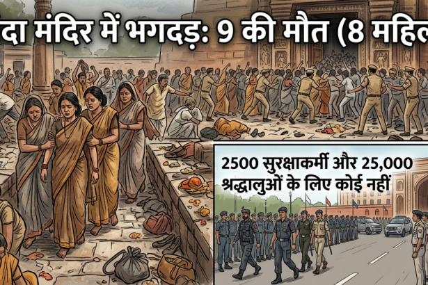 नालंदा शीतला माता मंदिर में भगदड़ के बाद अफरा-तफरी का दृश्य