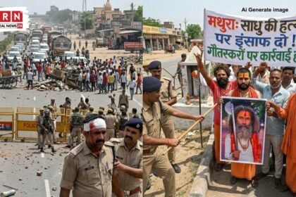 मथुरा हाईवे जाम के दौरान प्रदर्शन और पुलिस लाठीचार्ज