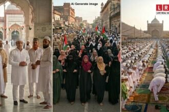 लखनऊ ईदगाह में अखिलेश यादव और नेताओं की मौजूदगी