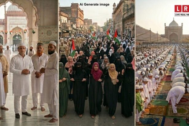 लखनऊ ईदगाह में अखिलेश यादव और नेताओं की मौजूदगी