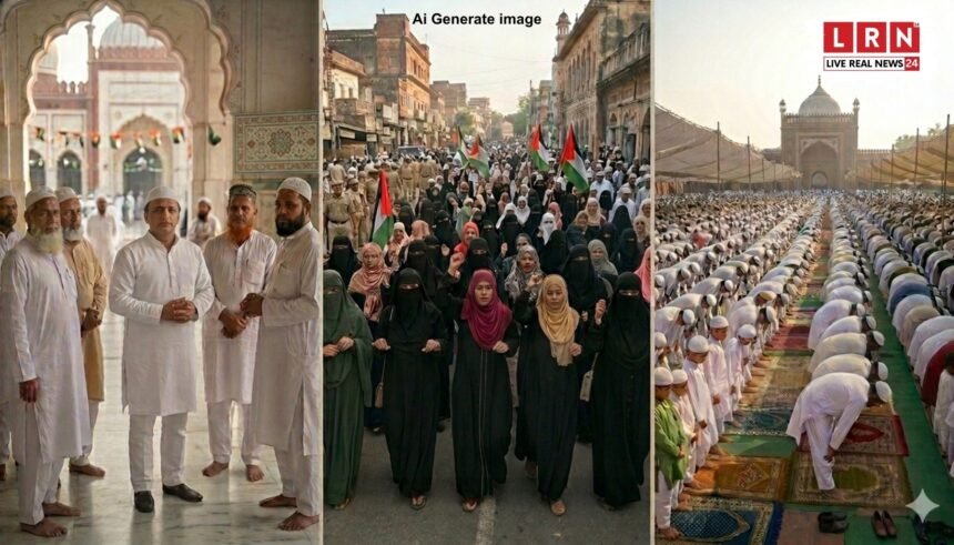 लखनऊ ईदगाह में अखिलेश यादव और नेताओं की मौजूदगी