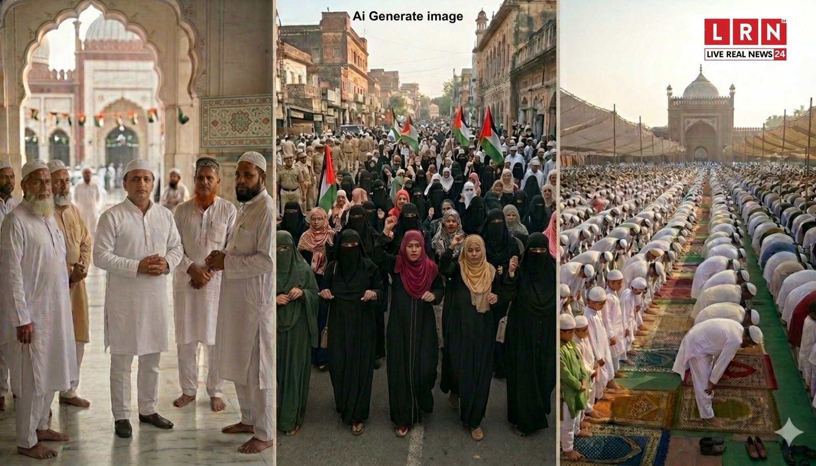 लखनऊ ईदगाह में अखिलेश यादव और नेताओं की मौजूदगी