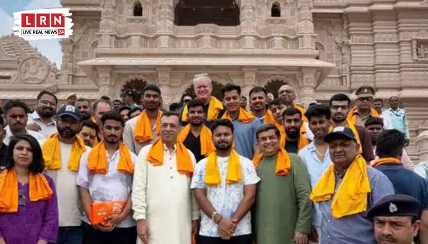 LSG खिलाड़ियों द्वारा अयोध्या राम मंदिर में दर्शन करते हुए, ऋषभ पंत और संजीव गोयनका गले मिलते हुए