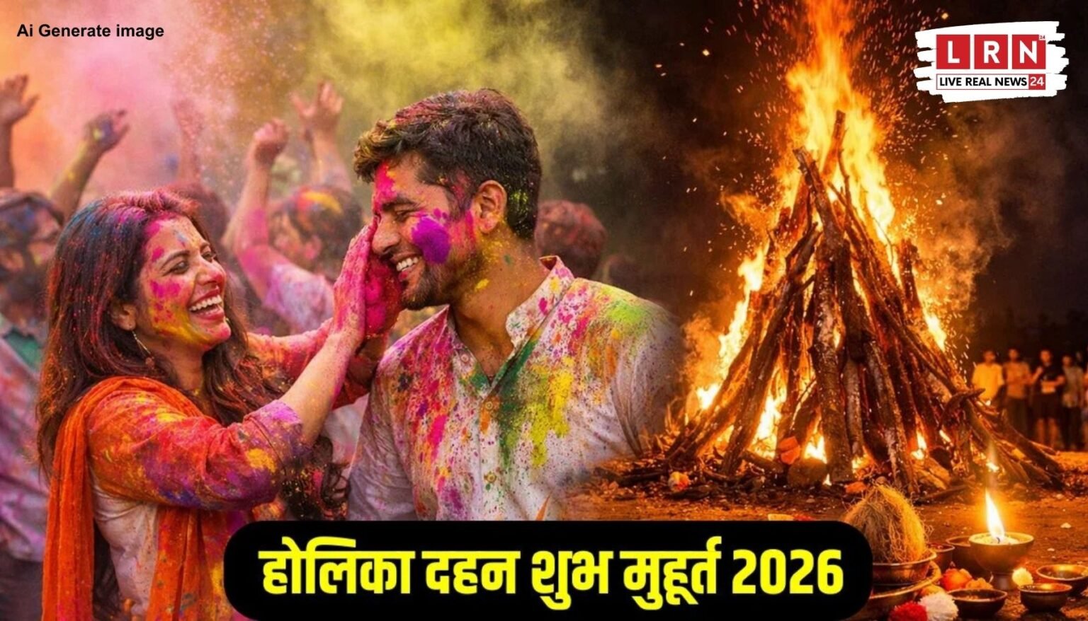 होलिका दहन के दौरान अग्नि के चारों ओर पूजा करते श्रद्धालु