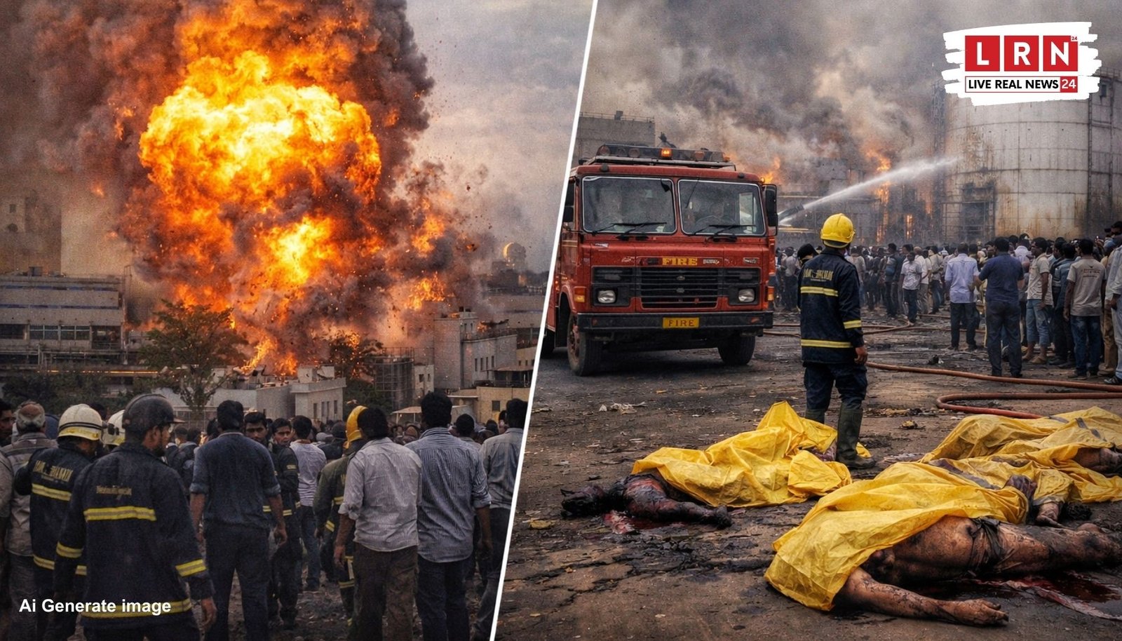 नागपुर के कटोल में SBL Energy फैक्टरी में धमाके के बाद उठता धुएं का गुबार