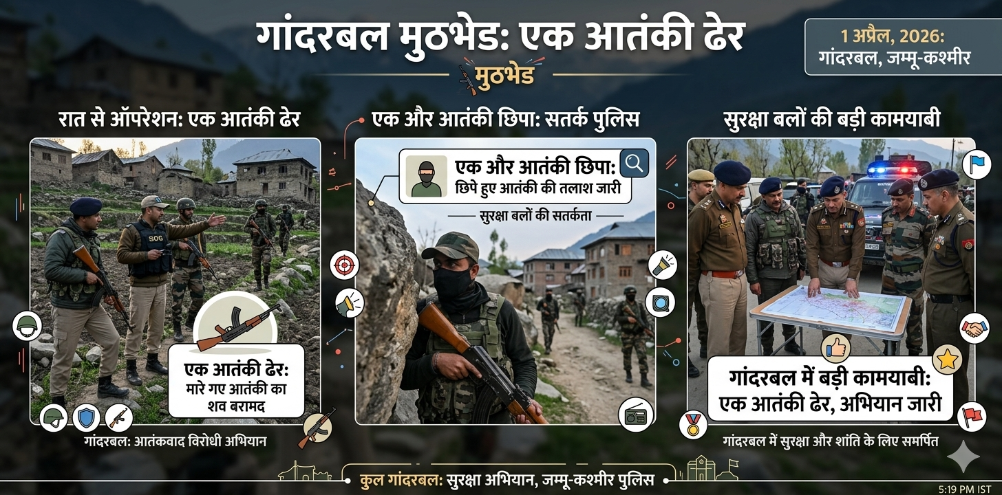 गांदरबल में सर्च ऑपरेशन के दौरान तैनात सुरक्षा बलों के जवान