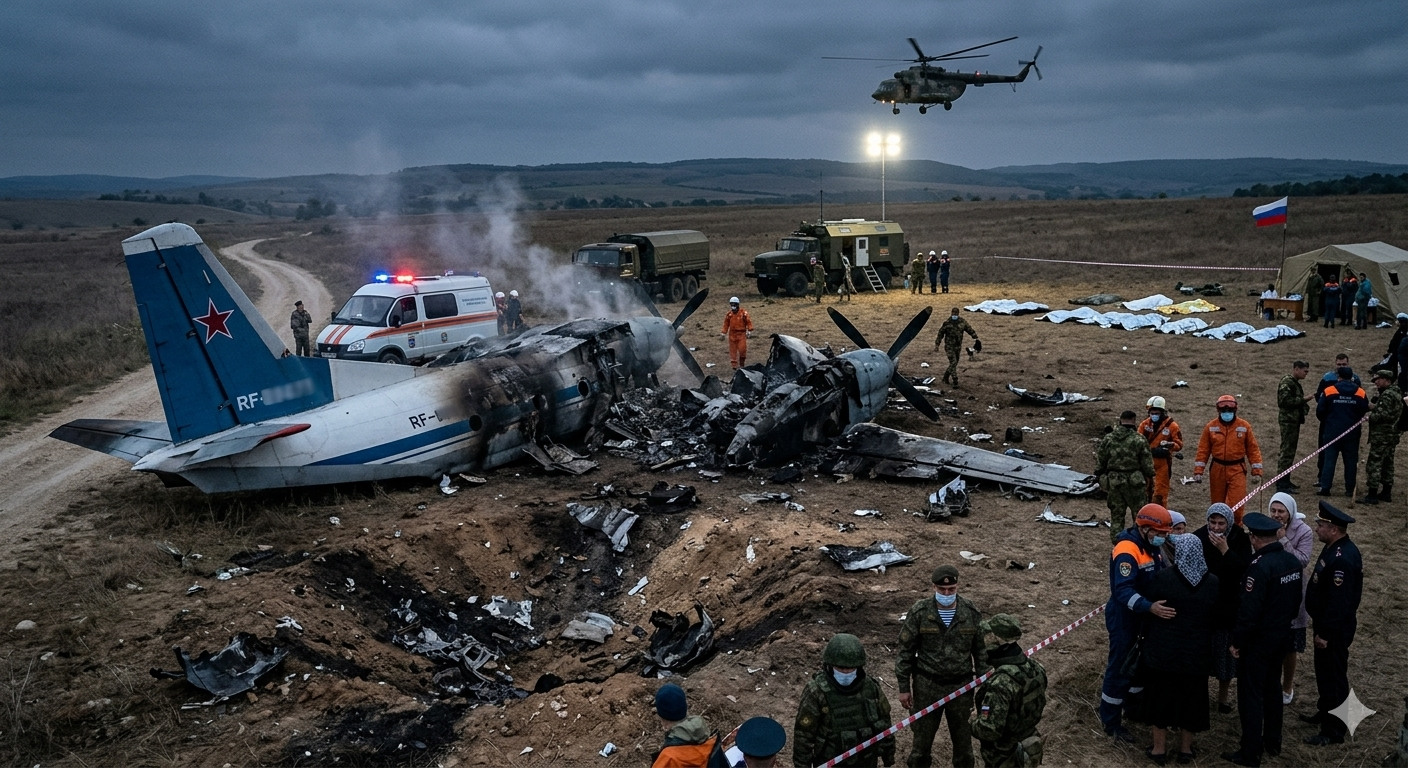 Russian AN-26 military plane crash in Crimea 29 people dead