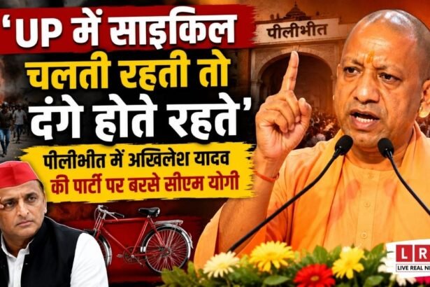 पीलीभीत में जनसभा को संबोधित करते हुए मुख्यमंत्री योगी आदित्यनाथ।