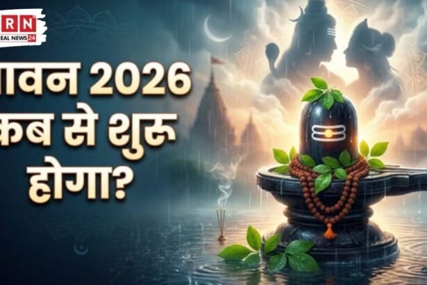 सावन 2026 में भगवान शिव की पूजा करते श्रद्धालु और सावन सोमवार की तिथियां।